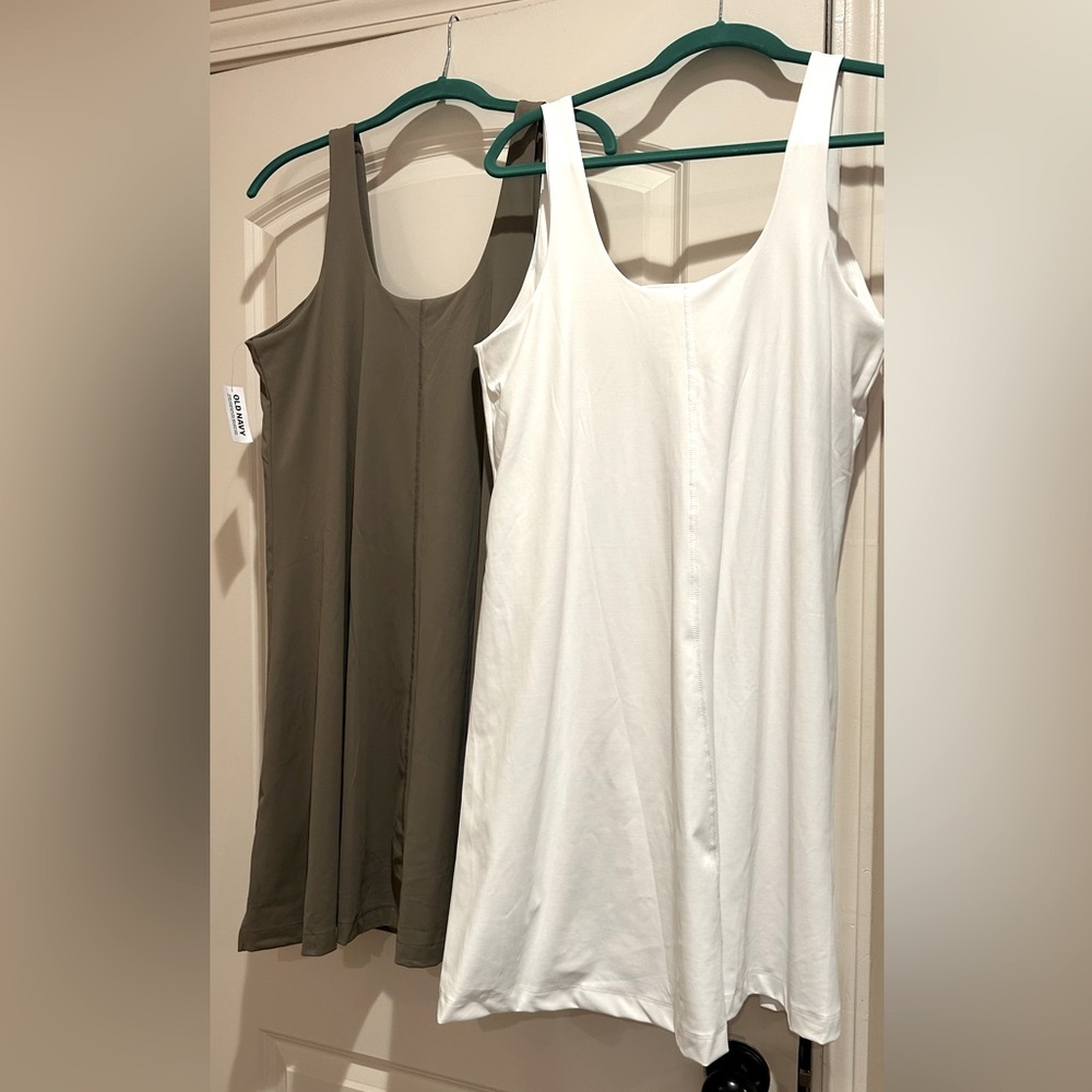 (1)NWT & 1 (NWOT) Old Navy Powersoft square neck athletic dresses